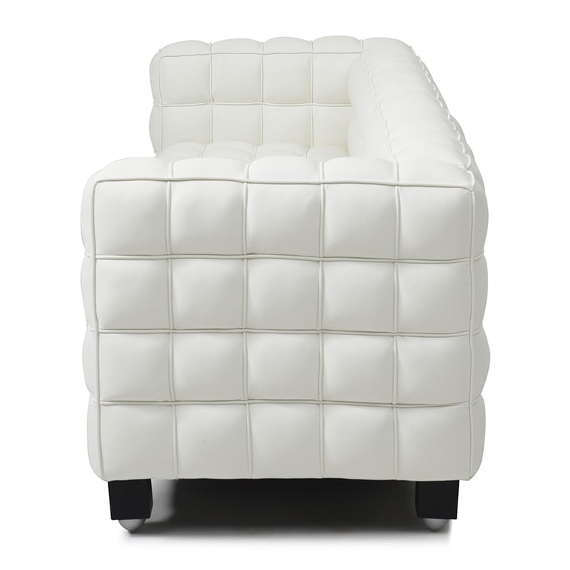 Emma Luxurious Faux Leather Sofa in Cream