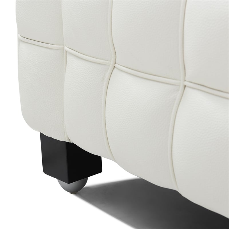 Emma Luxurious Faux Leather Sofa in Cream