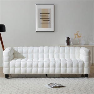 Emma Luxurious Faux Leather Sofa in Cream