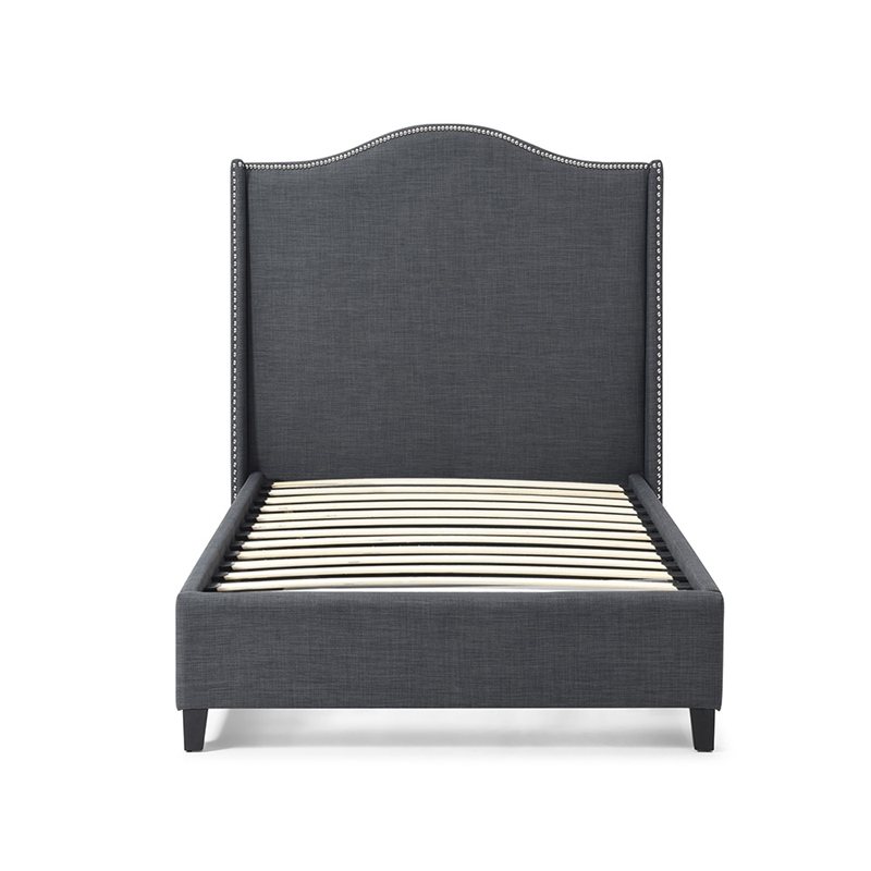 Hampton Linen Fabric Upholstered Twin Platform Bed in Charcoal