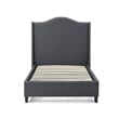 Hampton Linen Fabric Upholstered Twin Platform Bed in Charcoal