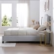 Hampton Linen Fabric Upholstered Twin Platform Bed in Light Blue