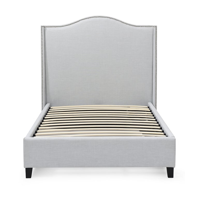 Hampton Linen Fabric Upholstered Twin Platform Bed in Light Blue
