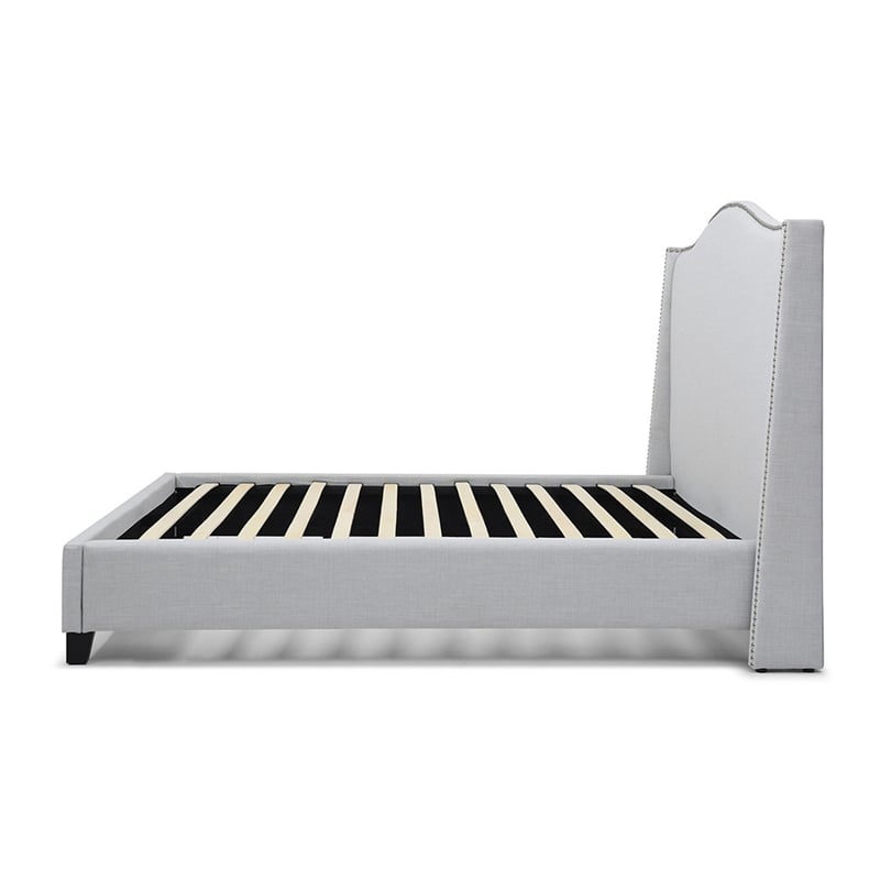 Hampton Linen Fabric Upholstered Twin Platform Bed in Light Blue