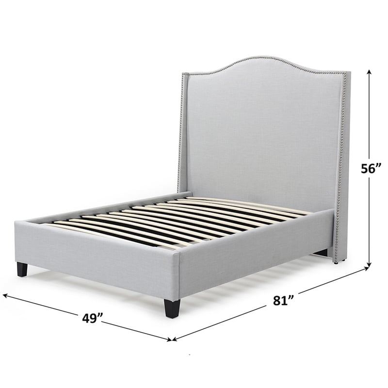 Hampton Linen Fabric Upholstered Twin Platform Bed in Light Blue