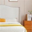 Hampton Linen Fabric Upholstered Full Platform Bed in Cream