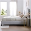Hampton Linen Fabric Upholstered Full Platform Bed in Light Blue