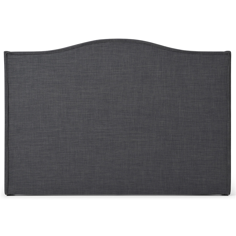 Hampton Linen Fabric Upholstered King Platform Bed in Charcoal