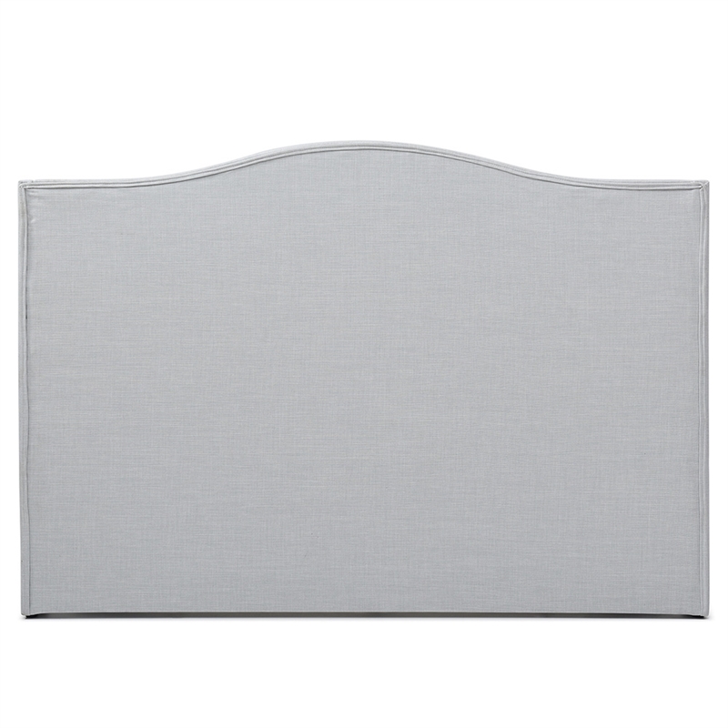 Hampton Linen Fabric Upholstered King Platform Bed in Light Blue