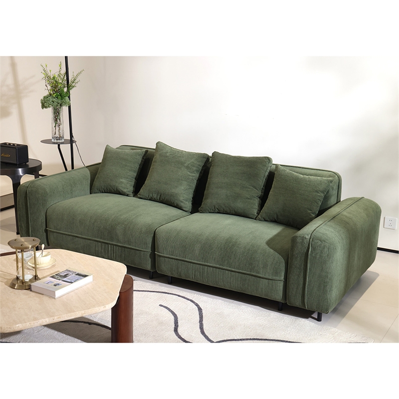 Emery Velvet Corduroy Sofa in Green