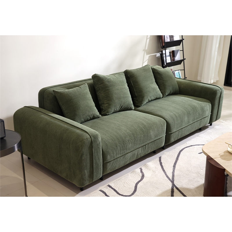Emery Velvet Corduroy Sofa in Green