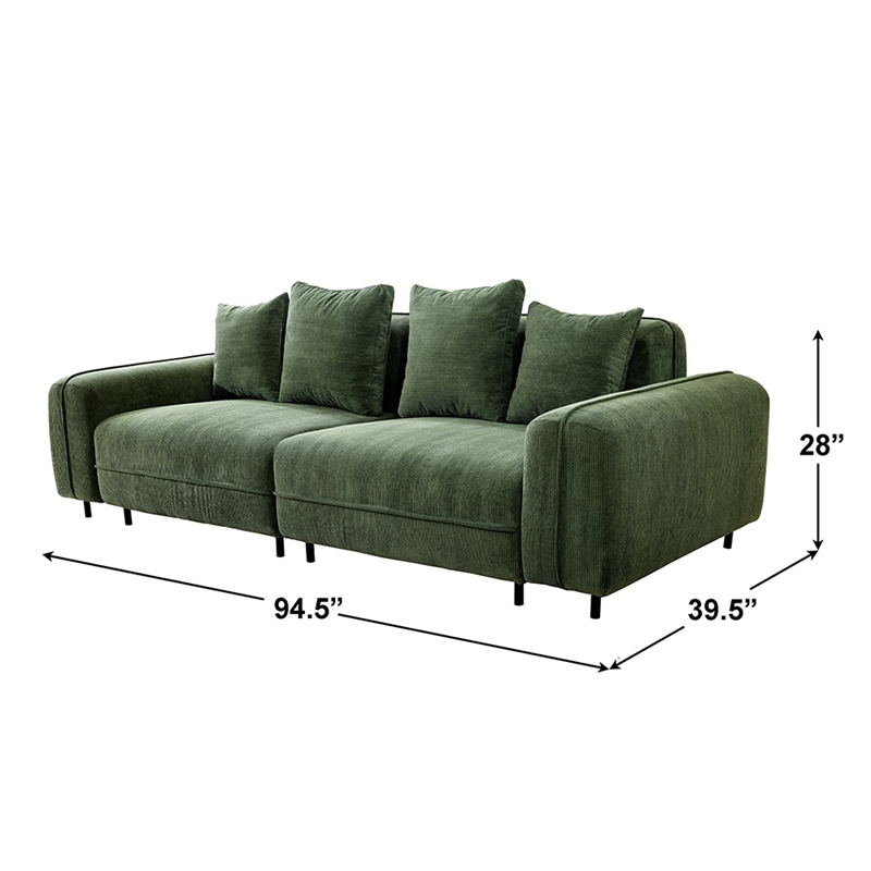 Emery Velvet Corduroy Sofa in Green