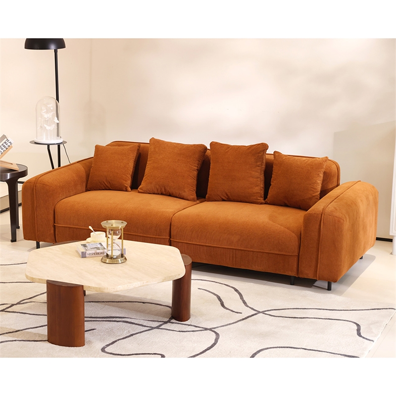 Emery Velvet Corduroy Sofa in Brown