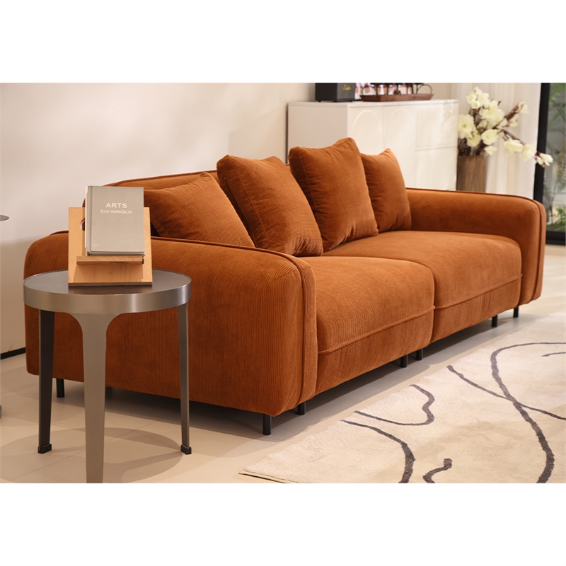 Emery Velvet Corduroy Sofa in Brown
