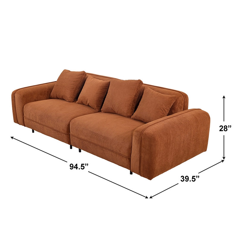 Emery Velvet Corduroy Sofa in Brown