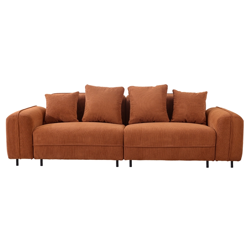 Emery Velvet Corduroy Sofa in Brown