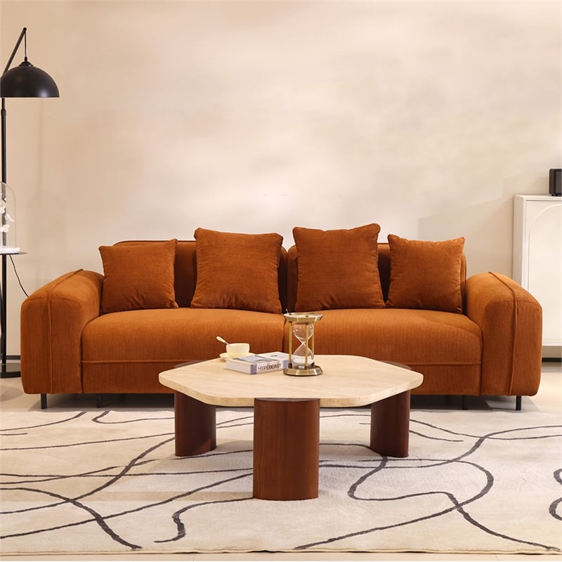 Emery Velvet Corduroy Sofa in Brown