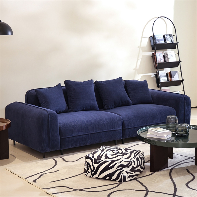 Emery Velvet Corduroy Sofa in Blue