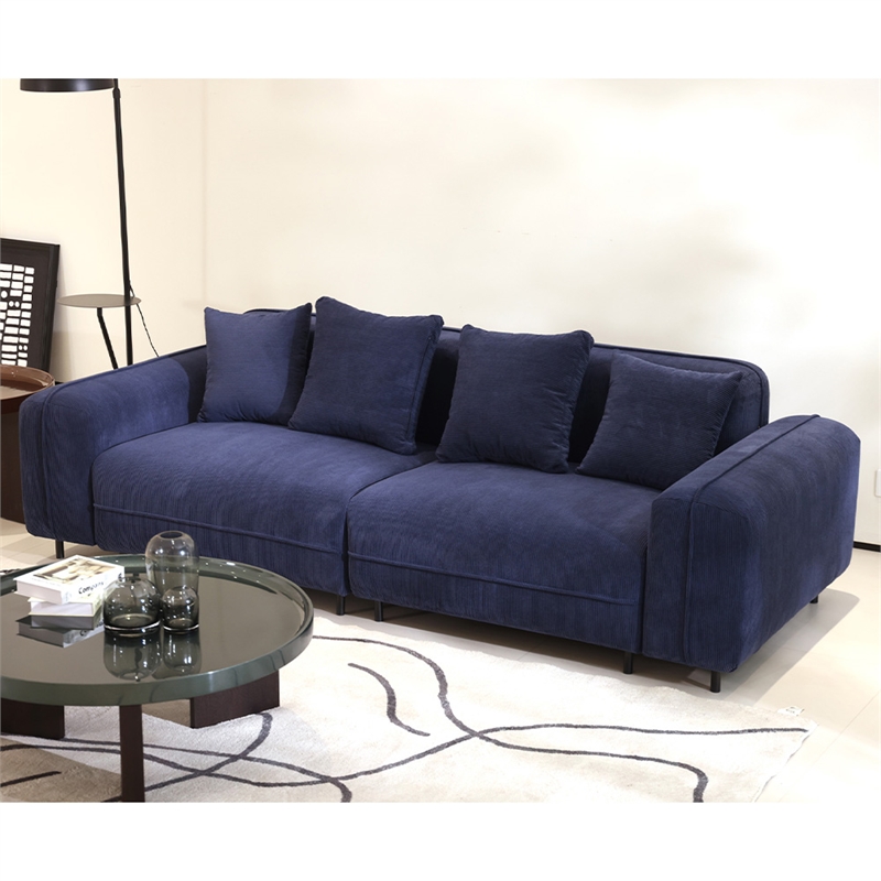 Emery Velvet Corduroy Sofa in Blue