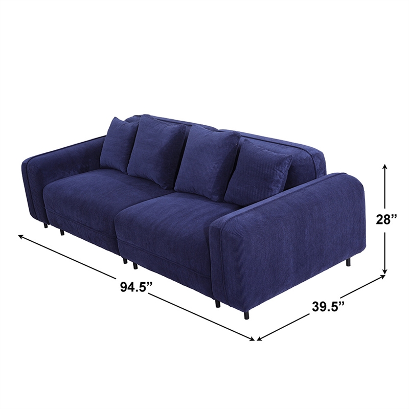 Emery Velvet Corduroy Sofa in Blue