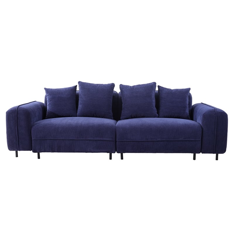Emery Velvet Corduroy Sofa in Blue
