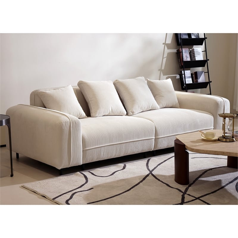 Emery Velvet Corduroy Sofa in Cream