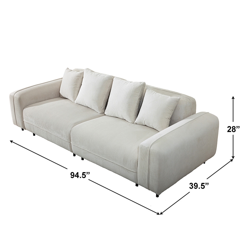 Emery Velvet Corduroy Sofa in Cream