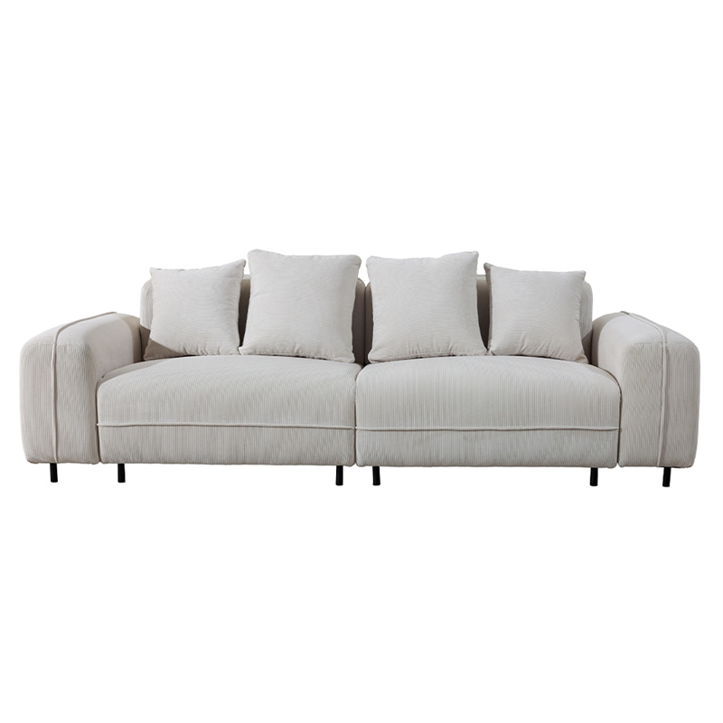Emery Velvet Corduroy Sofa in Cream