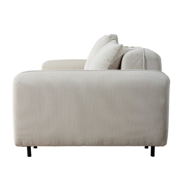 Emery Velvet Corduroy Sofa in Cream