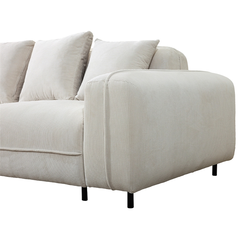 Emery Velvet Corduroy Sofa in Cream