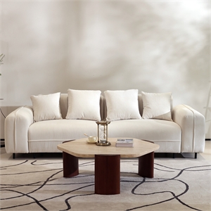 Emery Velvet Corduroy Sofa in Cream