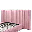 Avalon Velvet Upholstered Queen Platform Bed with Wings in Pink
