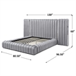 Avalon Velvet Upholstered Queen Platform Bed with Wings in Gray