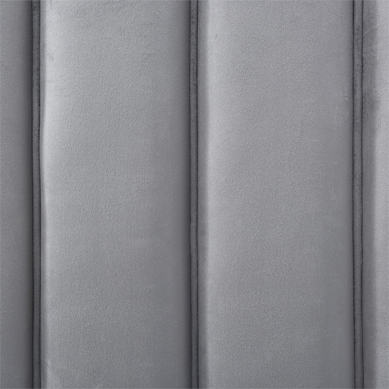 Avalon Velvet Upholstered Queen Platform Bed with Wings in Gray