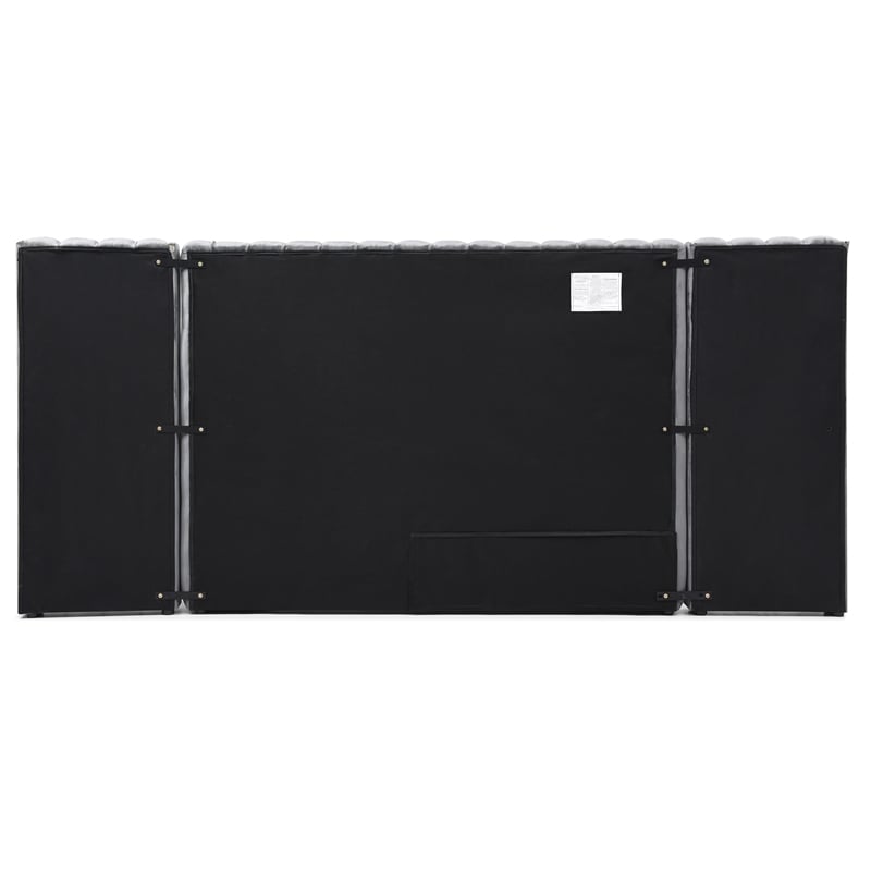 Avalon Velvet Upholstered Queen Platform Bed with Wings in Gray