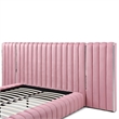 Avalon Velvet Upholstered King Platform Bed with Wings in Pink