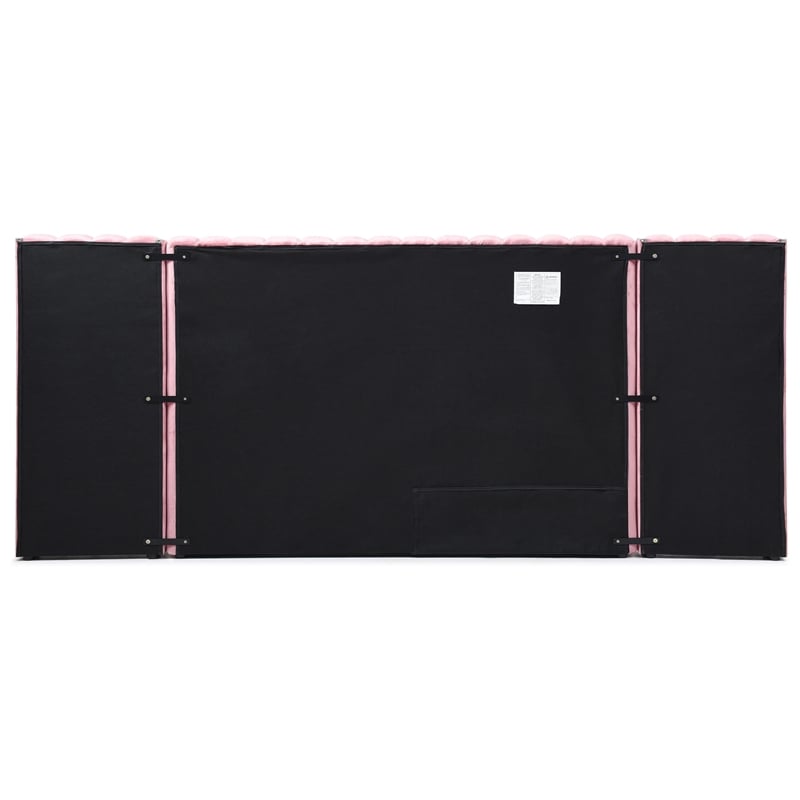 Avalon Velvet Upholstered King Platform Bed with Wings in Pink