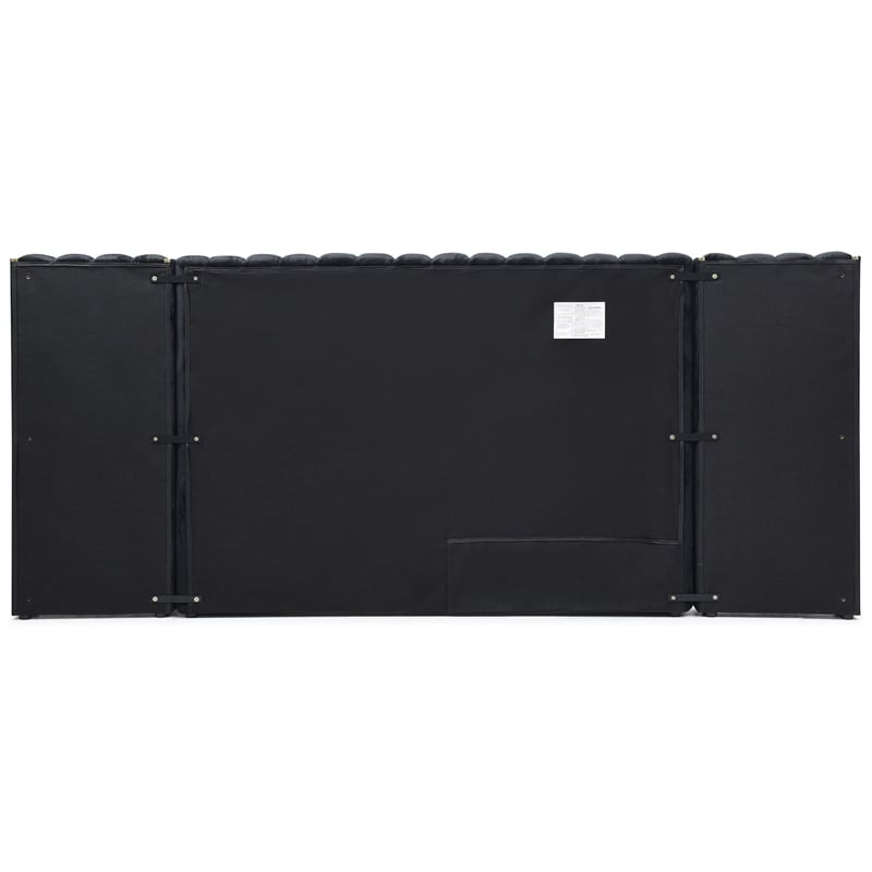 Avalon Velvet Upholstered King Platform Bed with Wings in Black