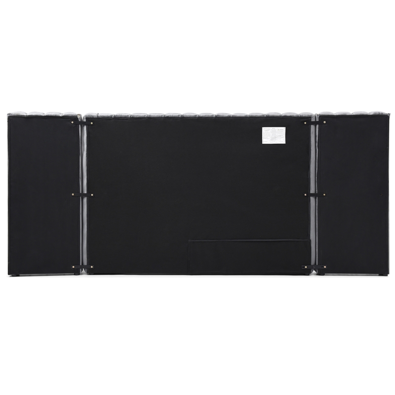 Avalon Velvet Upholstered King Platform Bed with Wings in Gray