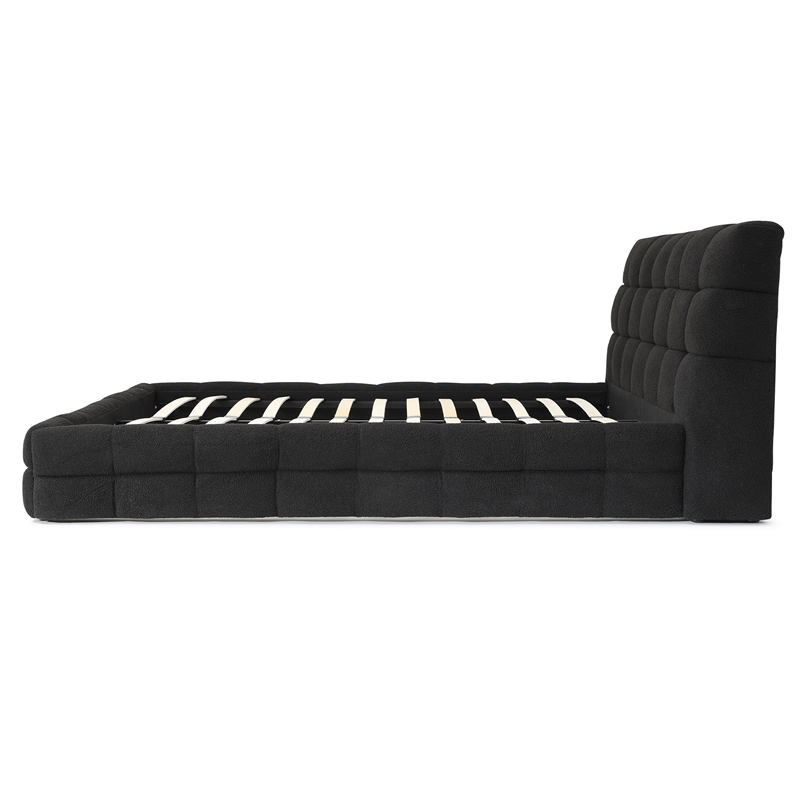 Electra Queen Size Fabric Upholstered Bed Frame in Black