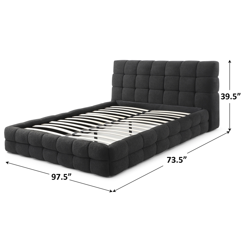 Electra Queen Size Fabric Upholstered Bed Frame in Black