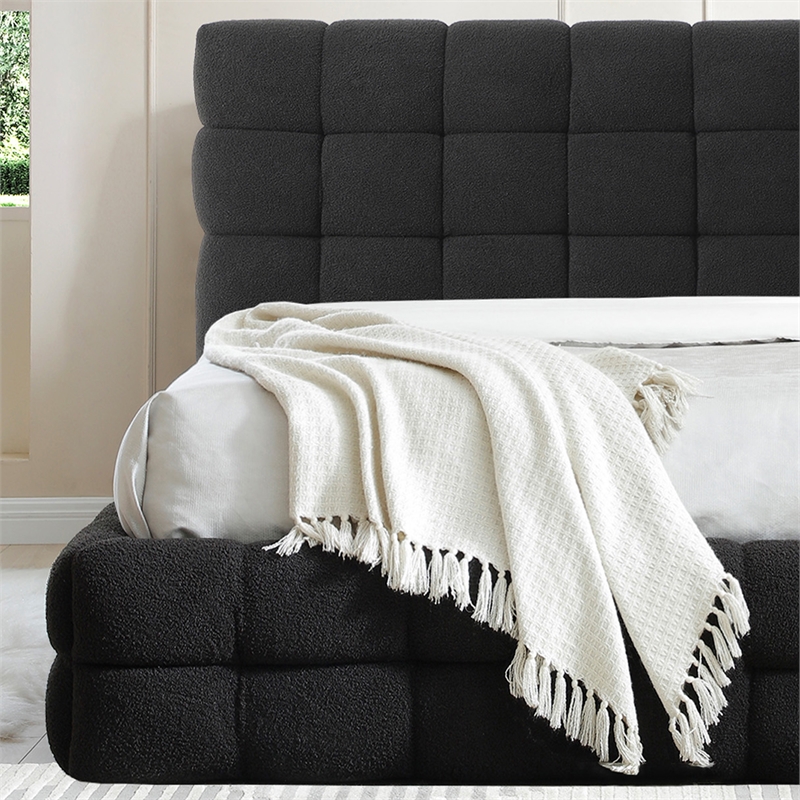 Electra Queen Size Fabric Upholstered Bed Frame in Black