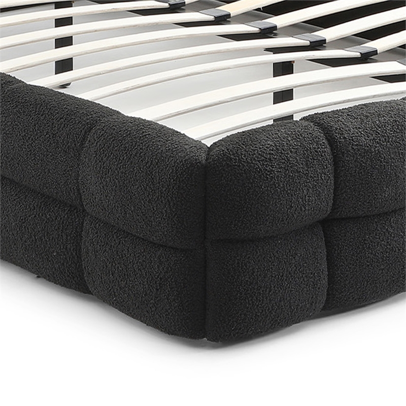 Electra Queen Size Fabric Upholstered Bed Frame in Black