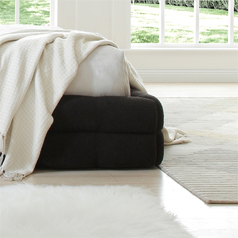 Electra Queen Size Fabric Upholstered Bed Frame in Black