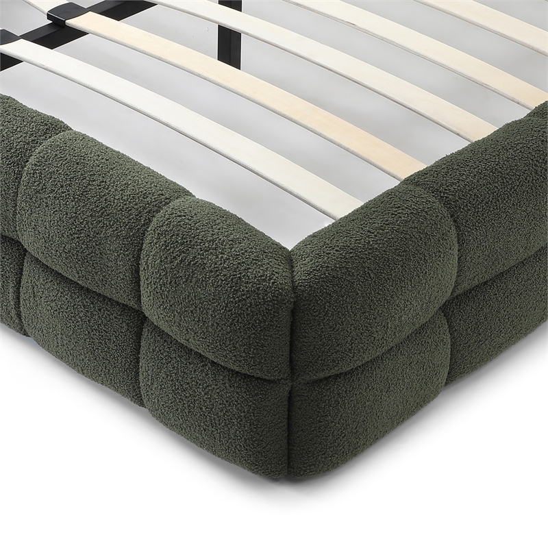 Electra Queen Size Fabric Upholstered Bed Frame in Green