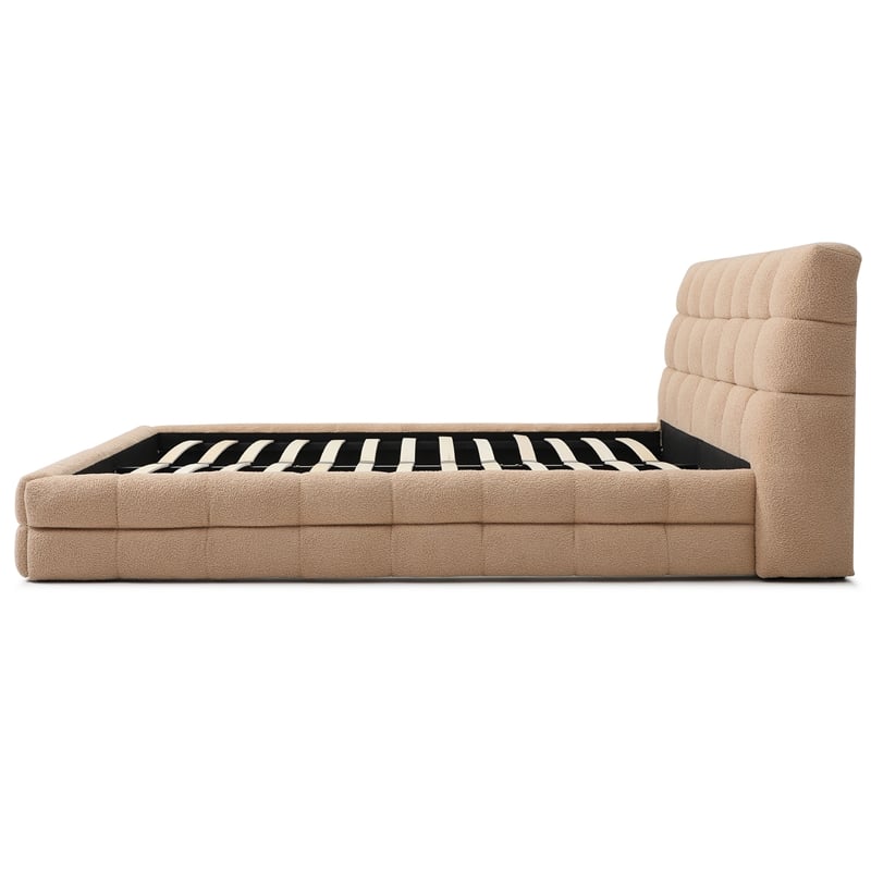 Electra King Size Fabric Upholstered Bed Frame in Camel