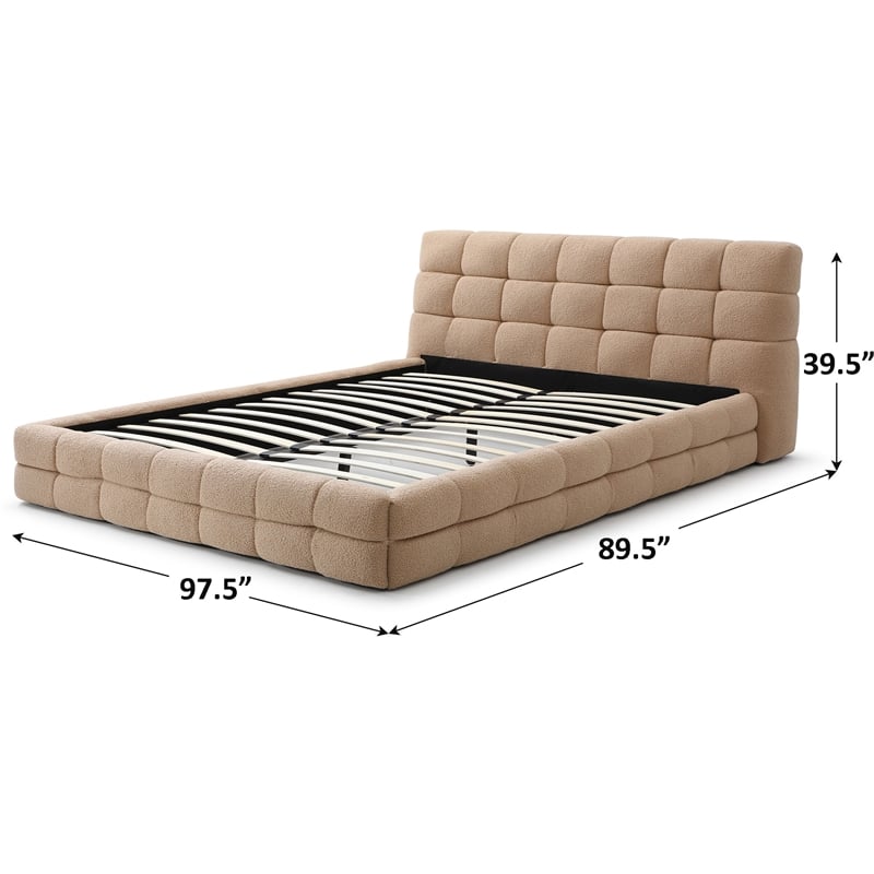 Electra King Size Fabric Upholstered Bed Frame in Camel