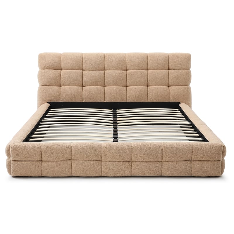 Electra King Size Fabric Upholstered Bed Frame in Camel