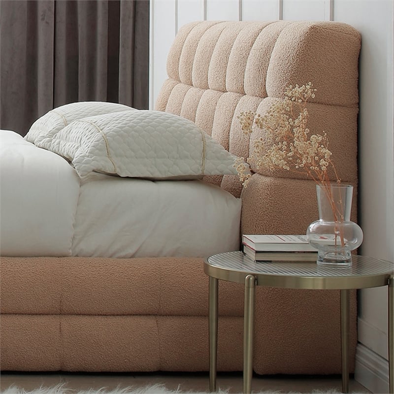 Electra King Size Fabric Upholstered Bed Frame in Camel