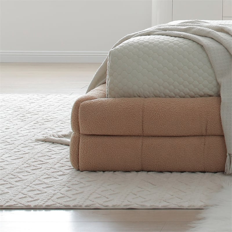 Electra King Size Fabric Upholstered Bed Frame in Camel